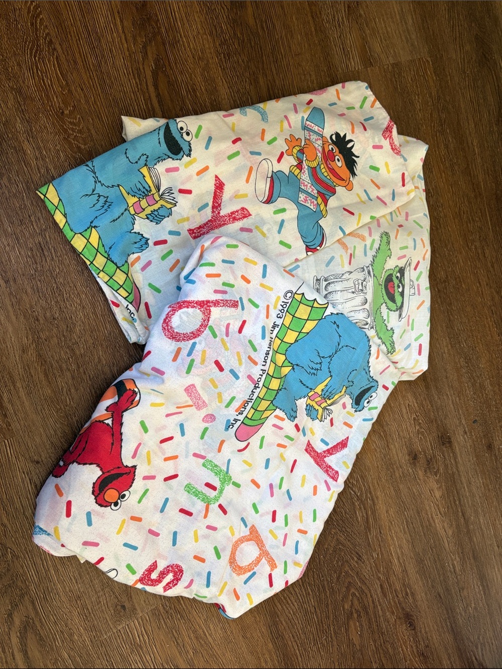Vintage 1993 Jim Henson Productions 3 Piece Twin Size Sheet Set Sesame Street